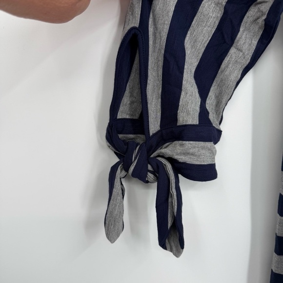 Soft Surroundings Adrift Dress Size M Women Shift Tie Cuffs Stripe NWT Blue Gray - Picture 6 of 12